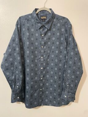 Daniel Cremieux Mens Snap Front Western Shirt Paisley Print 100% Cotton XXL Blue